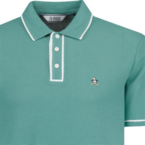 Original Penguin Earl Retro Mod Tipped Polo Shirt in Oil Blue