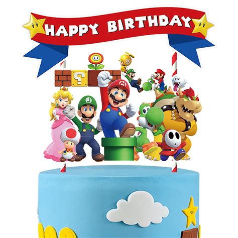 Buy Cake Topper for Mario Cupcake Toppers Birthday Decorations Party ...