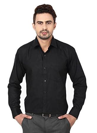 BIS Creations Formal Solid Black Shirt for Men- 40 : Amazon.in ...