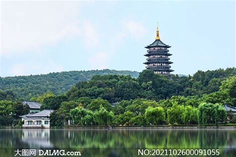 杭州西湖雷峰塔美丽风光摄影图片_大图网图片素材