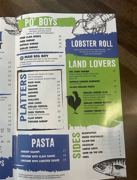 Menu at The Fish Joint restaurant, Coral Springs