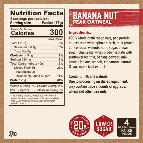 Banana Nut Peak Oatmeal Packets – Hearty Breakfast | Kodiak®