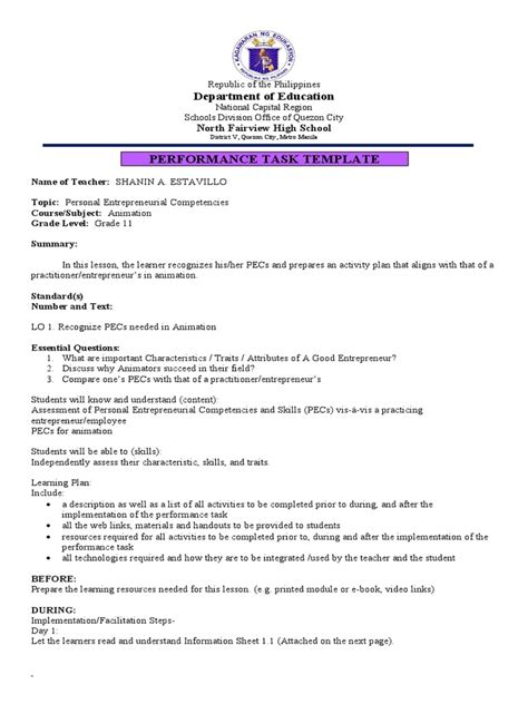 Image result for Sample Performance Task Project