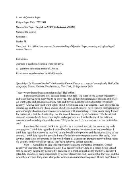 AECC OBE 2021 March. - S. No. of Question Paper: Unique Paper Code ...