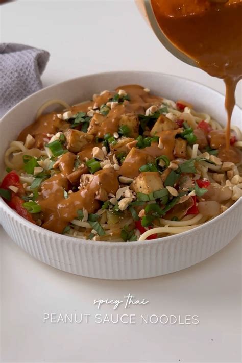 Spicy Thai Peanut Sauce Noodles | Tisha's Veggie Eats