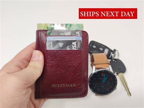 Buy Personalized Genuine Leather Minimal Wallet Valentines Day Gift ...