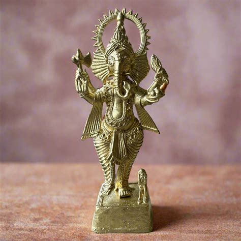 Large Dokra Ganesh Idol – Standing Brass Statue from Bankura – ArtisanSoul