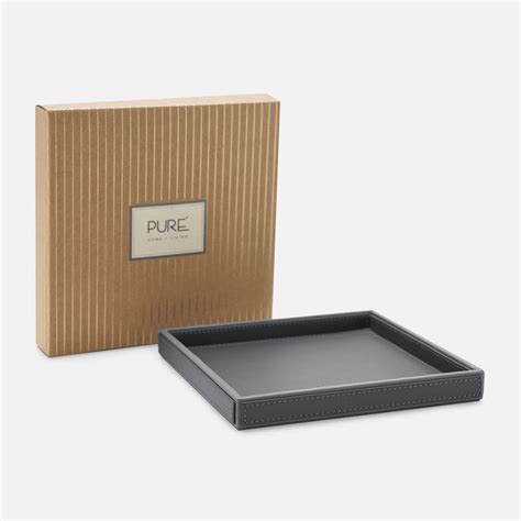 Grey Faux Leather Platter - Small