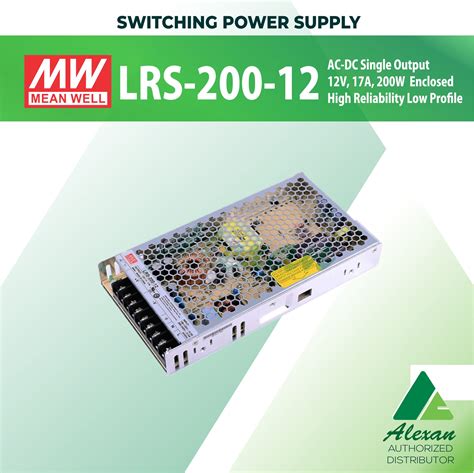 Mean Well LRS-200-12, AC-DC Enclosed Switching Power Supply - Alexan