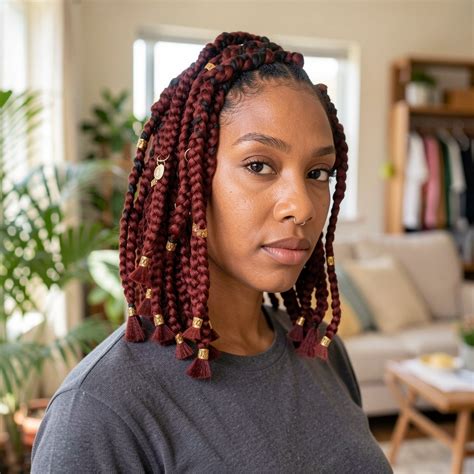 40 Red Box Braids Styles for Every Occassion