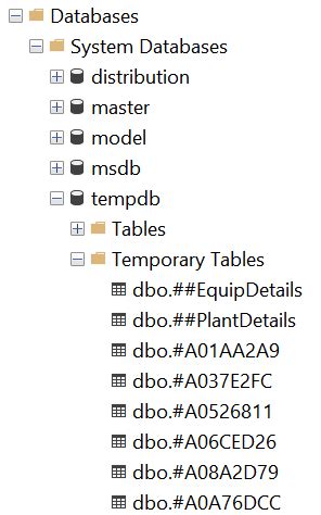 SQL Temporary Table 的图像结果