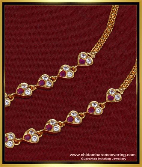 Buy Latest Impon Bridal Wear White and Ruby Stone Suthu Maatil Side Ear ...