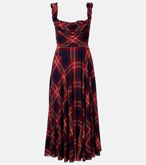 Chichi draped plaid midi dress in red - Vivienne Westwood | Mytheresa
