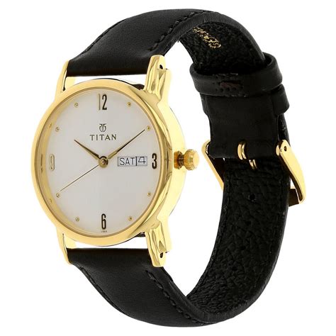 Buy Online Titan White Dial Analog with Day and Date Leather Strap ...