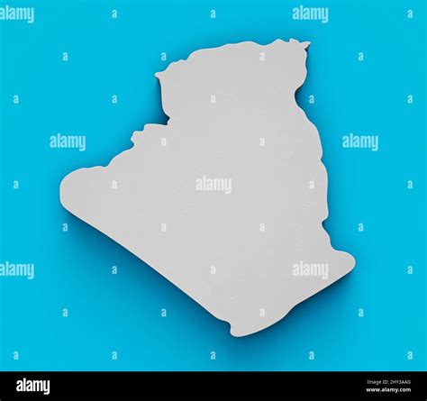 3D render of a topographic map of Algeria in a blue background Stock Photo - Alamy