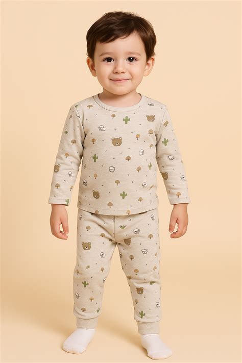 Premium Full sleeves Tshirt with Pant (Beige Animals) – sanright