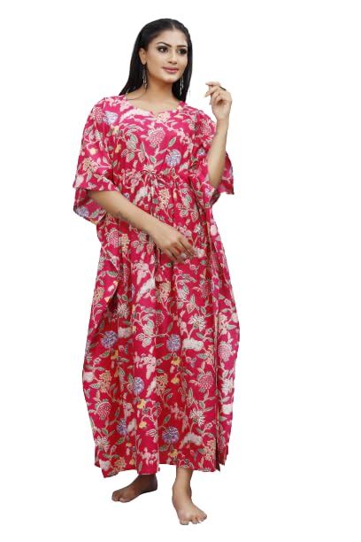 Buy ShrI Ganesh Impex Maxi Kaftan for Women, Pure Cotton Nighty ...