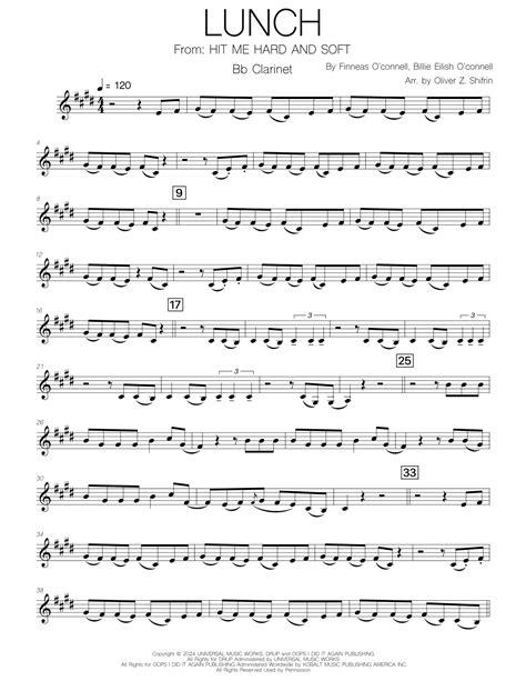 Lunch (arr. Oliver Z. Shifrin) by Billie Eilish Sheet Music for ...