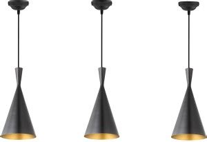 ERCOLE Metal Cone Shaped Vintage Style Hanging Light (Black, Pack of 3 ...