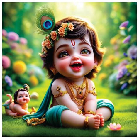 Techgifti Cute Smiley Green Krishna Vinyl Wall Poster for Pregnant ...