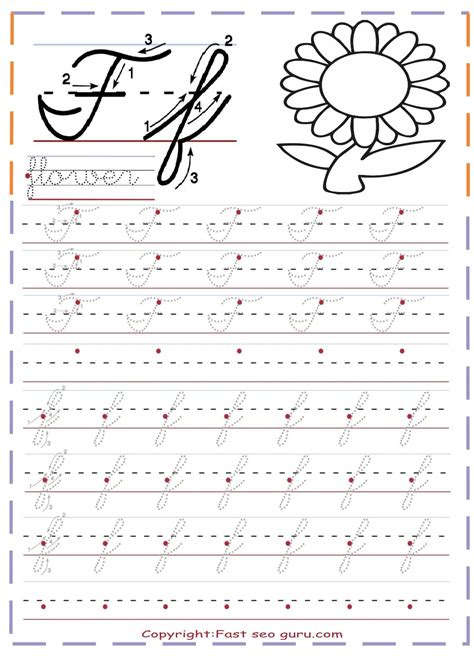 cursive handwriting tracing worksheets for practice letter F | Cursive ...