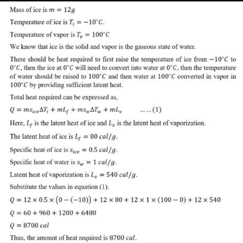 a) Calculate the required heat energy to change 12g of ice at- 10c into ...
