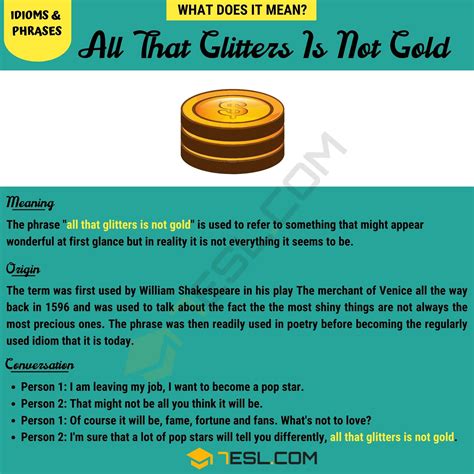 "All That Glitters Is Not Gold" Meaning, Origin and Examples • 7ESL