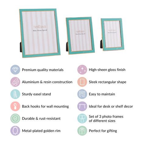 Modern Picture Frames Teal Set Of 3 Online - Premium Photo Frame | Nestasia
