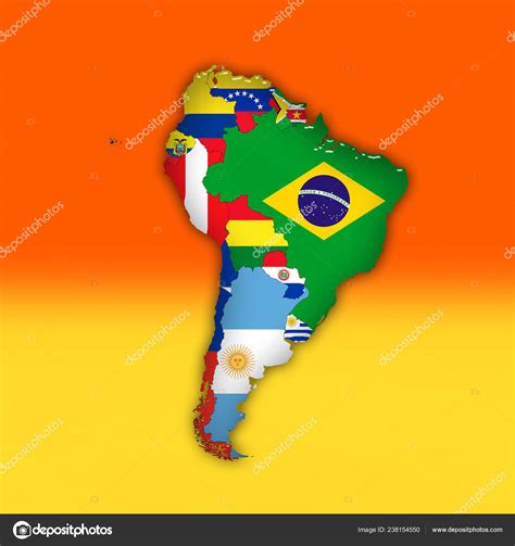 South America Continent Flags Map Illustration Stock Illustration by ...