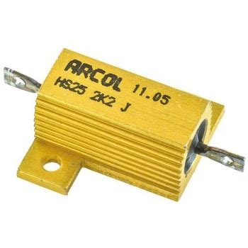 HS25 2K2 J Arcol 大電力用，メタルクラッド抵抗器，25W，2.2kΩ，±5% ARCOL(OHMITE) 1個 HS25 ...