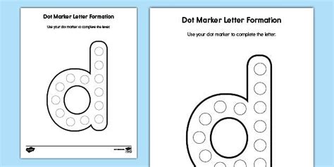 Lowercase Letter d: Dot Marker Letter Formation Worksheet