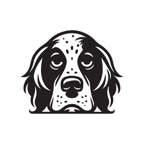 un aburrido Inglés setter perro cara ilustración en negro y blanco ...