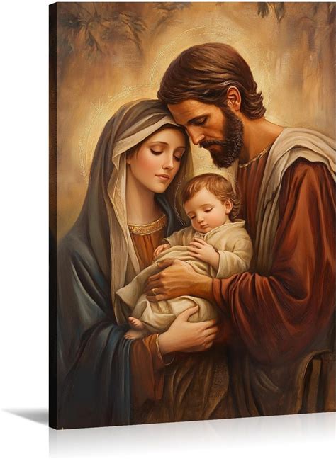 AEFER Christian Canvas Wall Art Holy Family Picture Baby Jesus and ...
