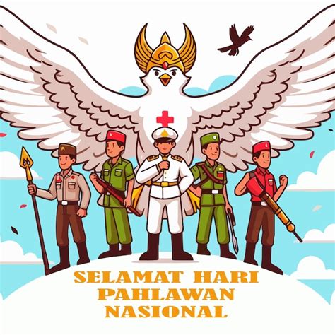 Selamat hari pahlawan nasional celebration art background flat design ...