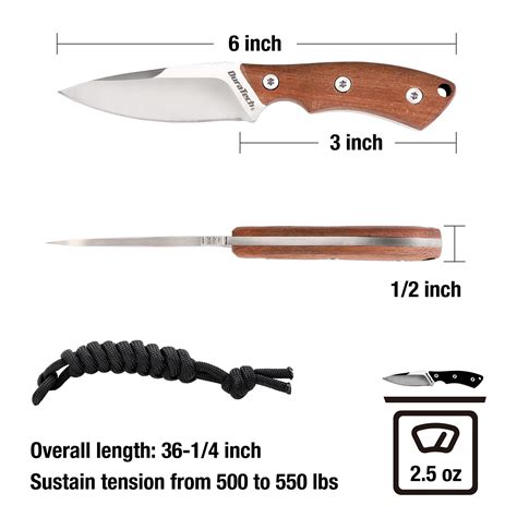 Snapklik.com : DURATECH Compact Fixed Blade Knife, 6-inch Neck Knife, 3-inch Blade, Full Tang ...