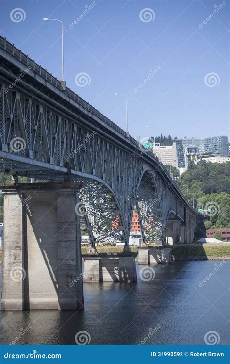 Ross Island Bridge Over Willamette River in Portland, Oregon Stock ...