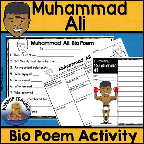 Muhammad Ali Biography Poem Activity and Writing Paper - Classful