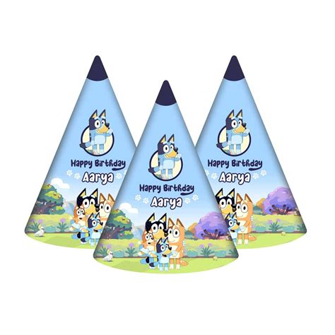 THE BLU PARTY Bluey Theme Birthday Hat with Baby Name for Bluey ...