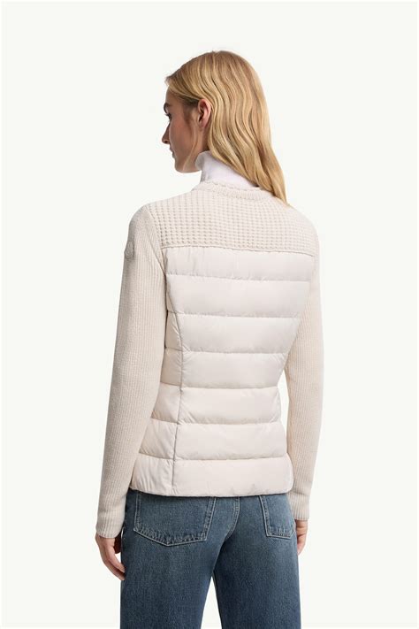 White Padded Wool Zip-Up Cardigan - Sweaters & Cardigans for Women ...