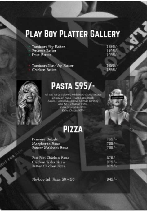 Menu at Playboy Club Chandigarh, Chandigarh, Floor 3