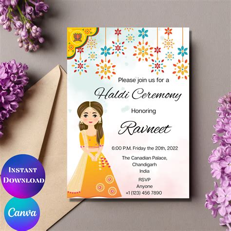 Buy Haldi Invitation Mehndi Invitation Haldi Digital Card Haldi Maiyan ...