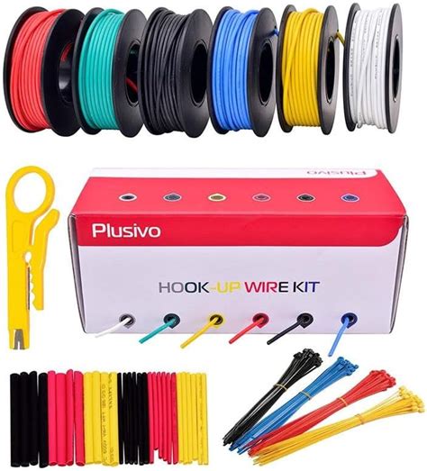 Plusivo 22AWG Hook up Wire Kit - 600V Pre-Tinned Solid Core Wire of 6 ...