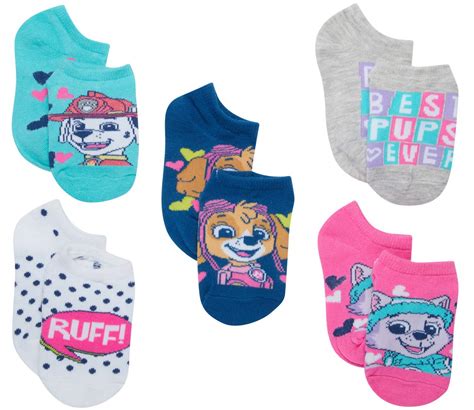 Buy 'Nickelodeon Girls Paw Patrol No Show Socks (5 Pack), Size Sock ...