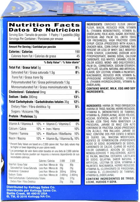 Strawberry Pop Tart Nutrition Label