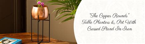 ExclusiveLane The Copper Rounds Table Planters & Pot for Living Room ...