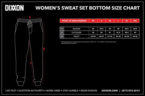 Women's Sweat Set Bottom Size Chart – Dixxon Flannel Co.