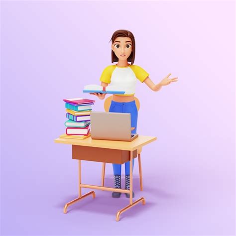 Рендеринг персонажа старшеклассницы | Бесплатно PSD Файл