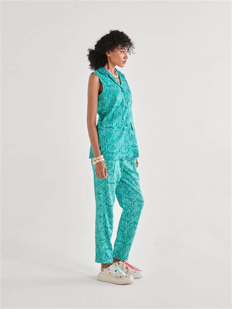 Turquoise Spring Rider Jacket Co-ord Set – prakritijaipur