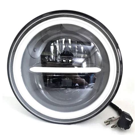 HJG 7 Inch Round Headlight Compatible with Royal Enfield, Jeep & Harle ...