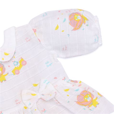 Lion & The Bird - Half Sleeve Puff Muslin Cotton Frock with Bloomers ...